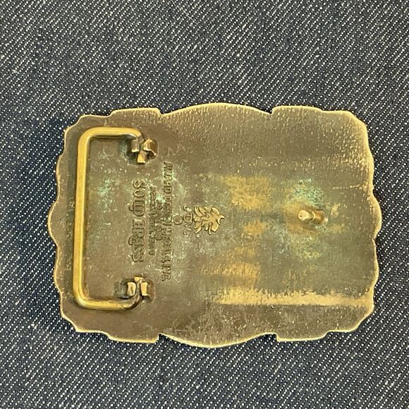 Vintage 1970s TEXAS RANGERS Old West Lawman Solid Brass Belt Buckle by ADM - Picture 2 of 4